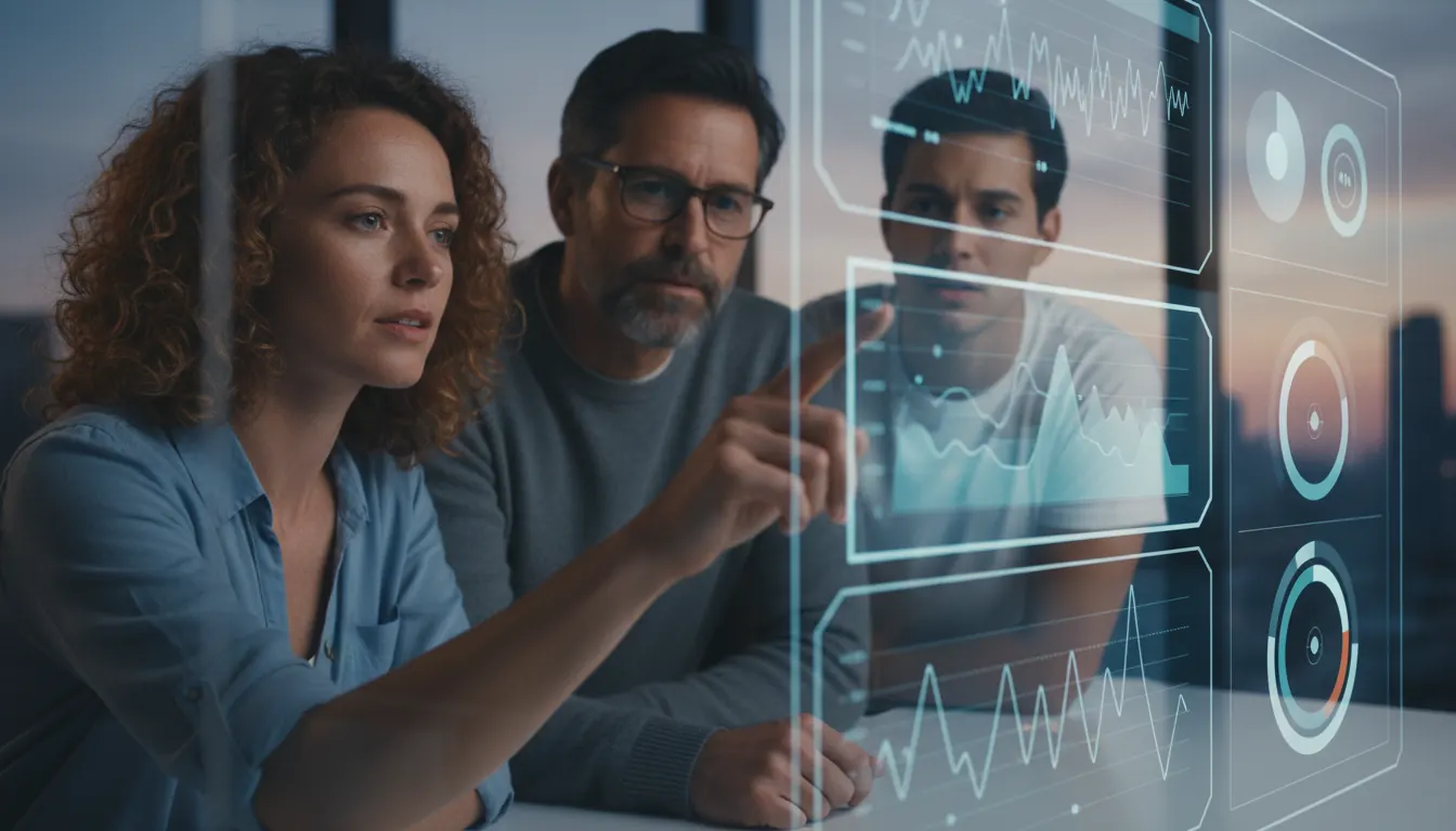 Interface de tableau de bord analytique avec graphiques et métriques en temps réel