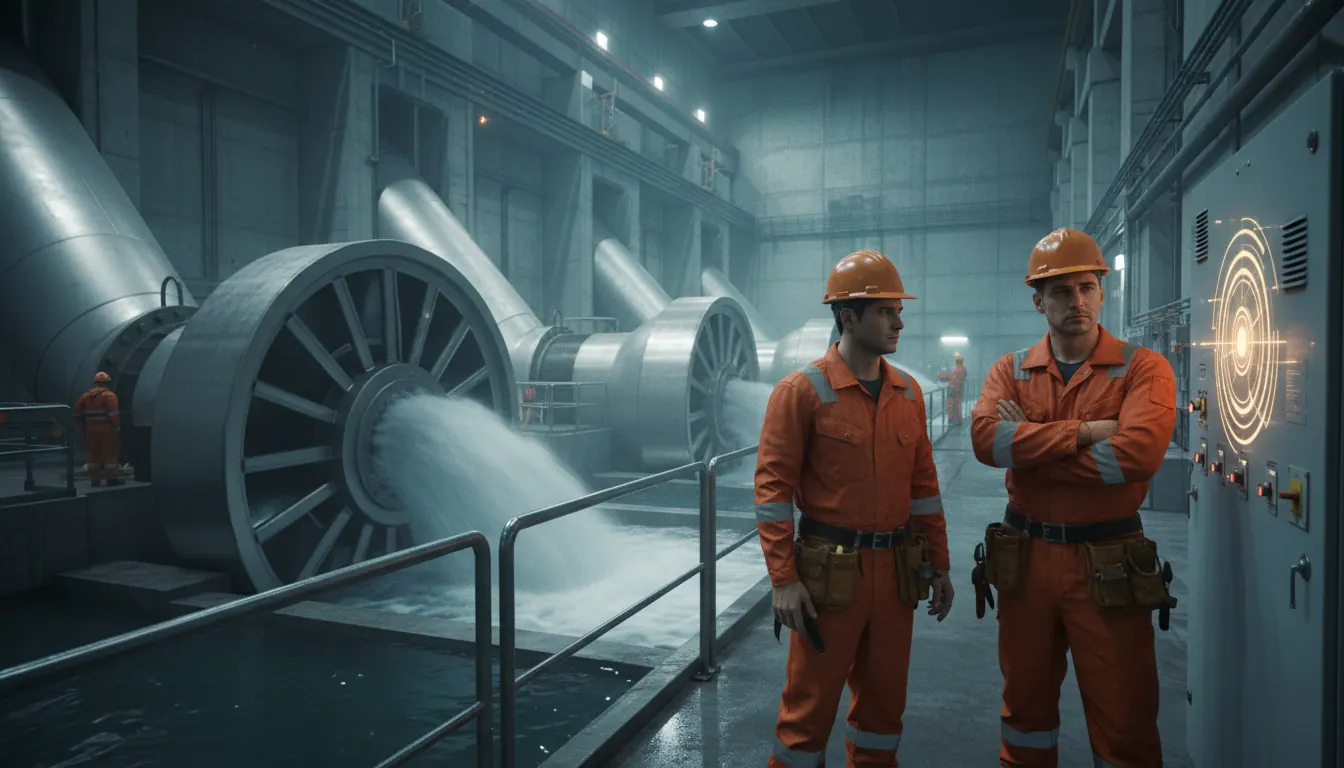 Turbines d'un barrage hydroélectrique en activité